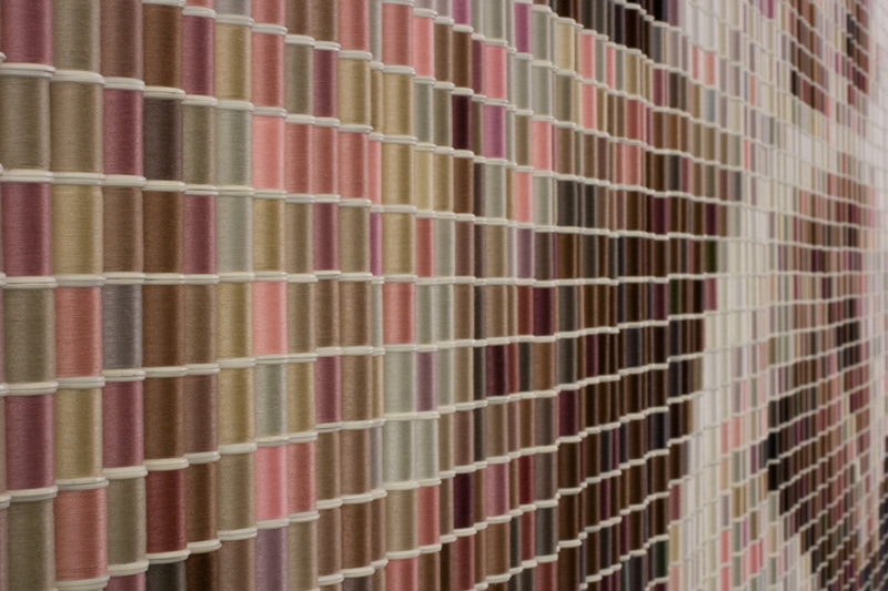 Three Site-Specific Thread Spool Installations by Devorah Sperber, commissioned by NYFA for Vornado Realty Trust, for the Lobby of One Penn Plaza, New York City, 2007